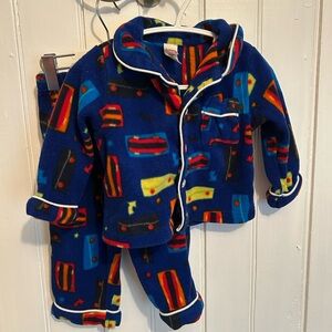 Vintage little tikes 6/12m multicolour skateboard fleece 2pc sleep set